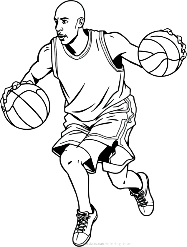 Basketball Player Dribbling coloring page for kids