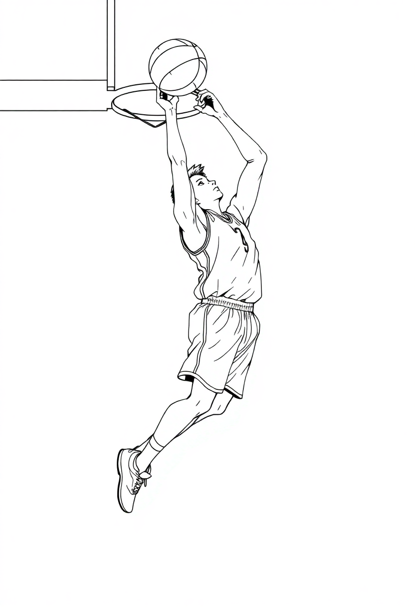 Basketball Player Dunking coloring page, free printable