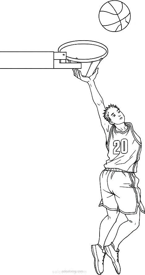 Basketball Player Dunking coloring page for kids