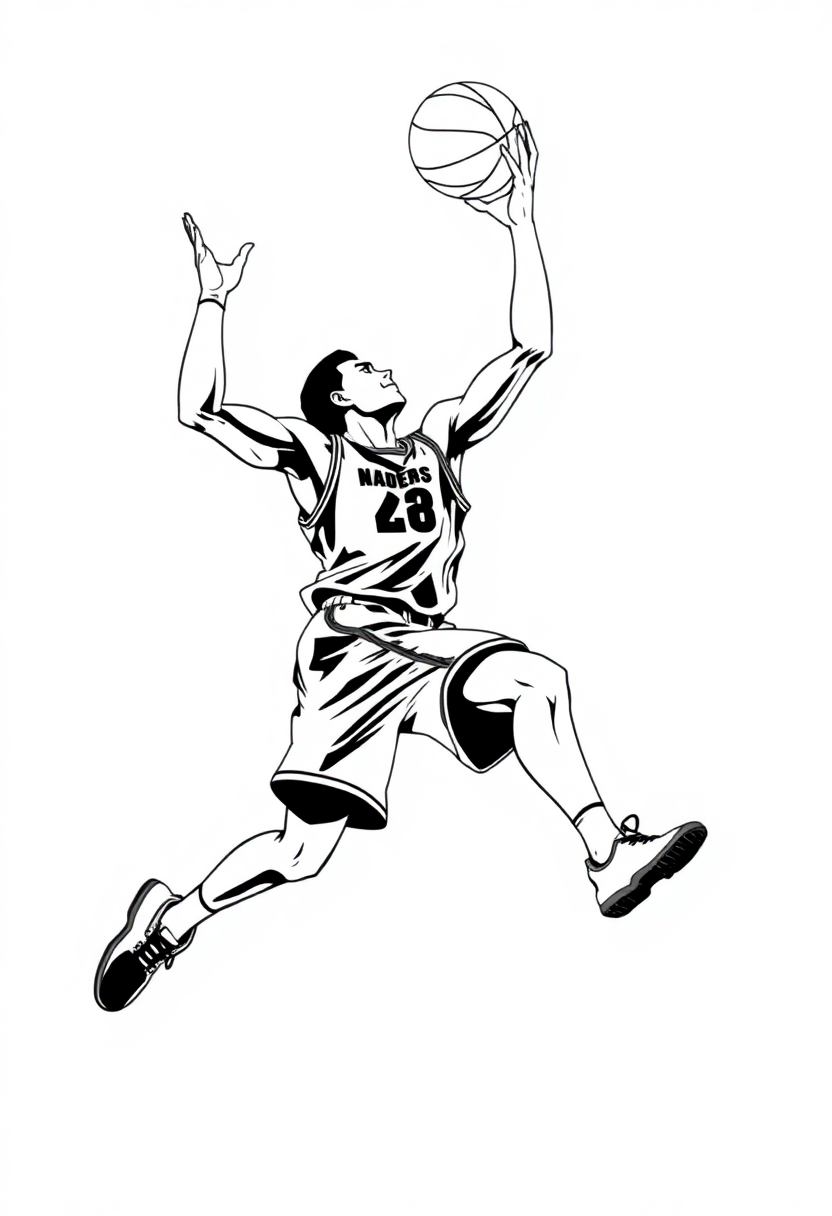 Basketball Player Dunking coloring page, free printable