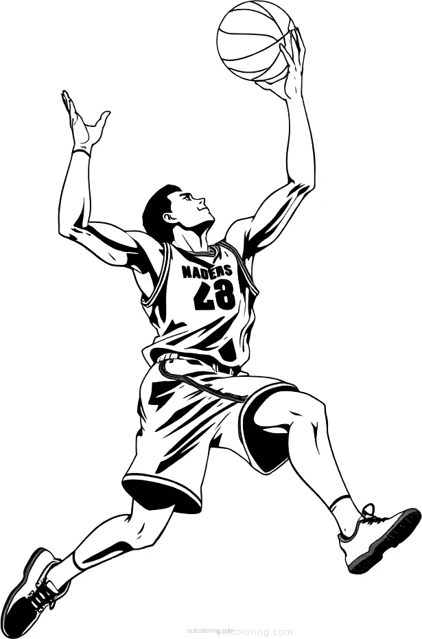 Basketball Player Dunking coloring page for kids