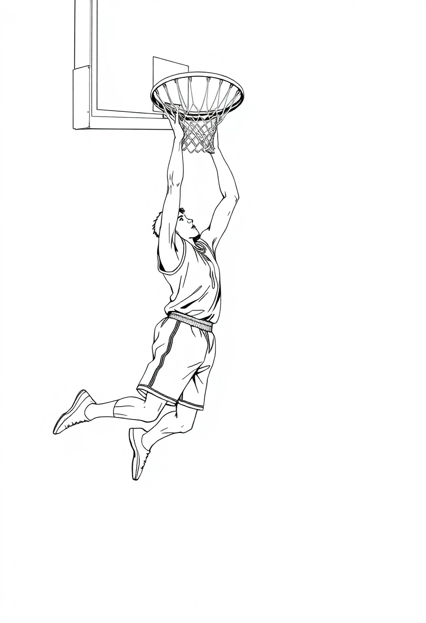 Basketball Player Dunking coloring page, free printable