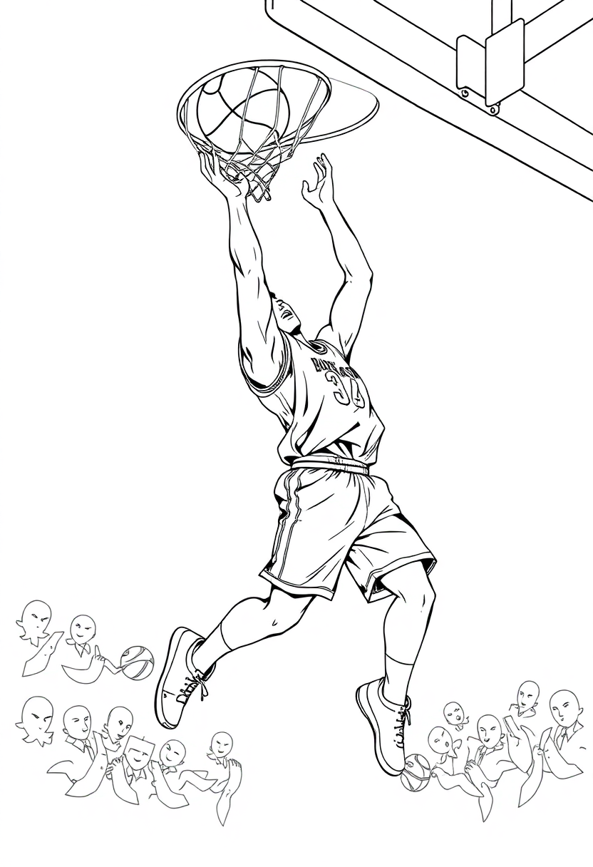 Basketball Player Dunking coloring pages
