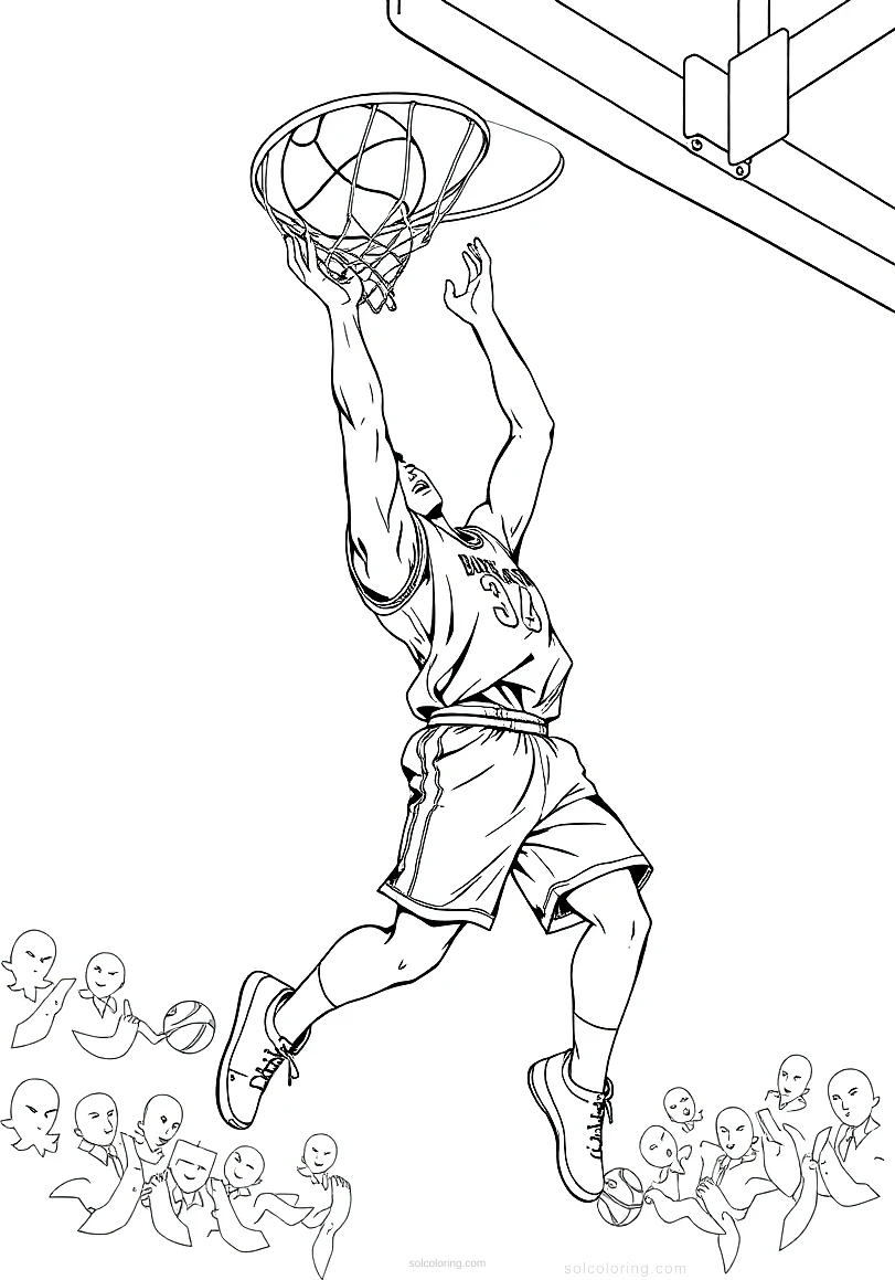 Basketball Player Dunking coloring page for kids