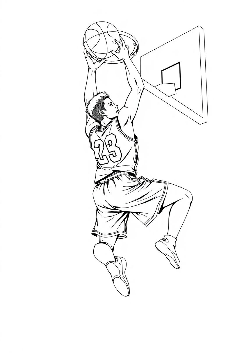 Basketball Player Dunking coloring page, free printable