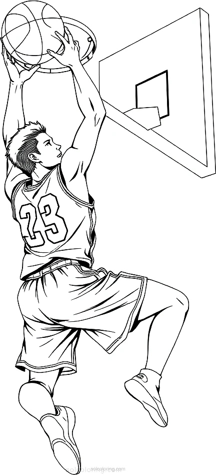 Basketball Player Dunking coloring page for kids