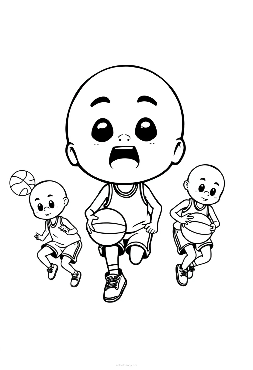 Basketball Players in Action coloring page for kids