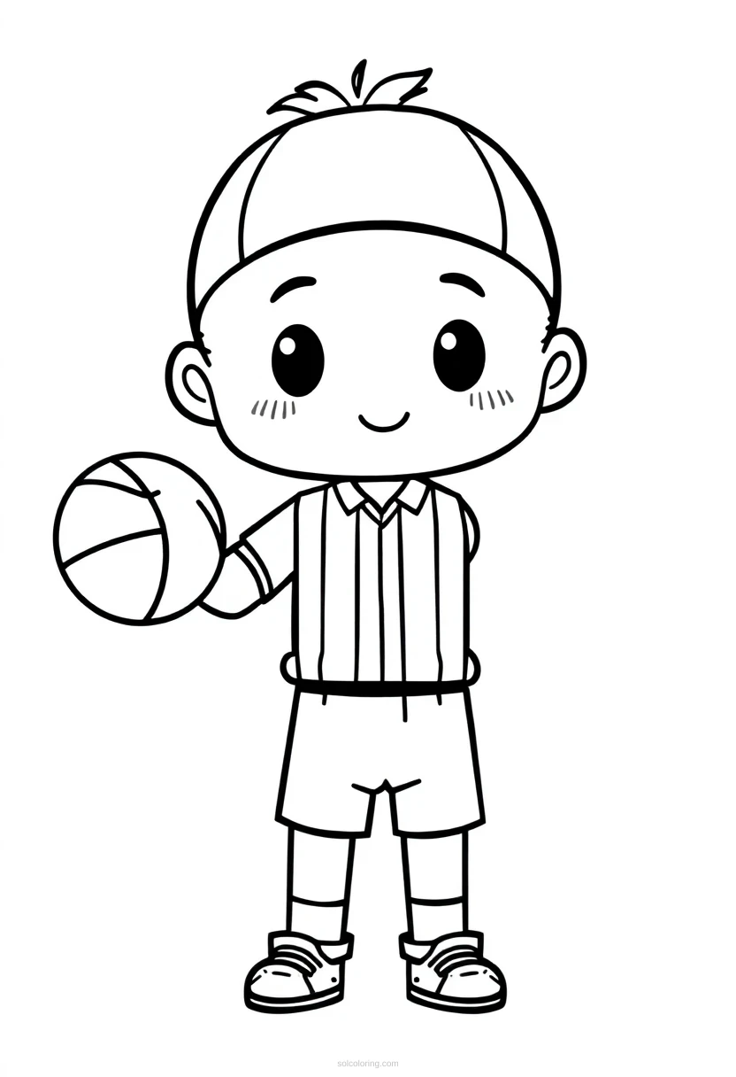 Basketball Referee Officiating coloring page for kids
