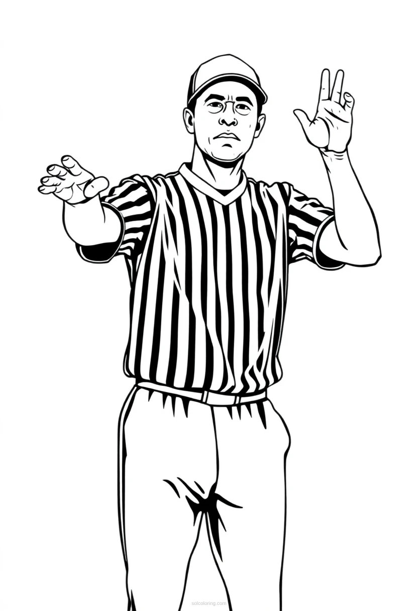 Basketball Referee Officiating coloring page for kids
