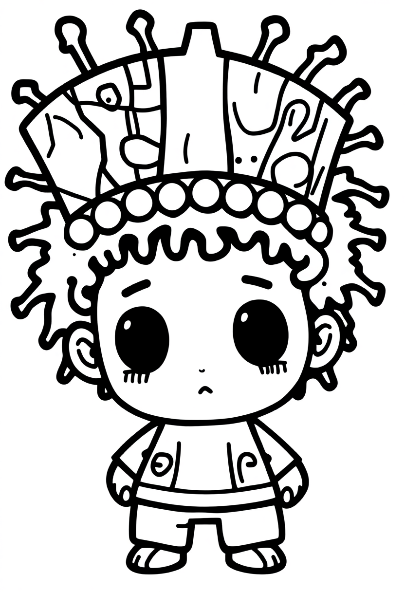 Basquiat Street Art Crown coloring page, free printable