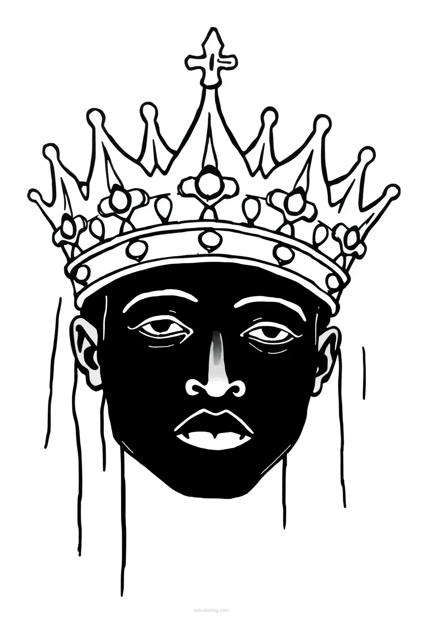 Basquiat Street Art Crown coloring page for kids