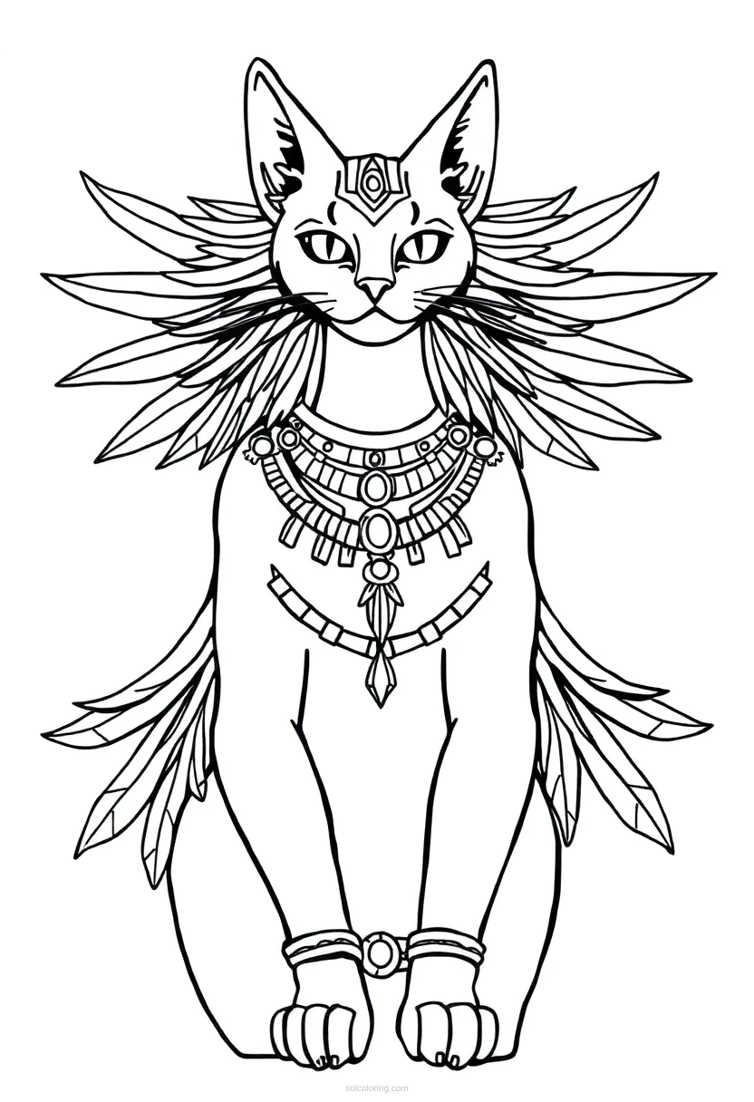 Bastet Cat Goddess coloring page for kids
