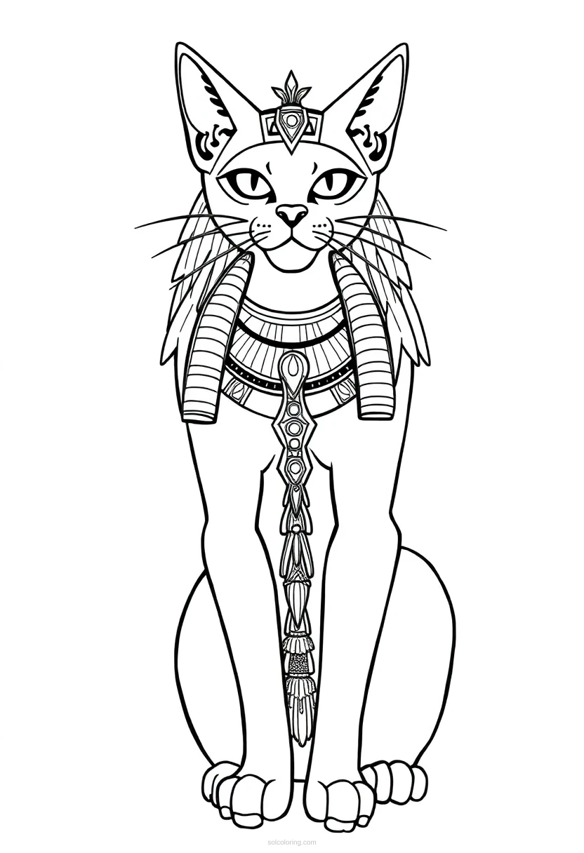 Bastet Cat Goddess coloring page for kids