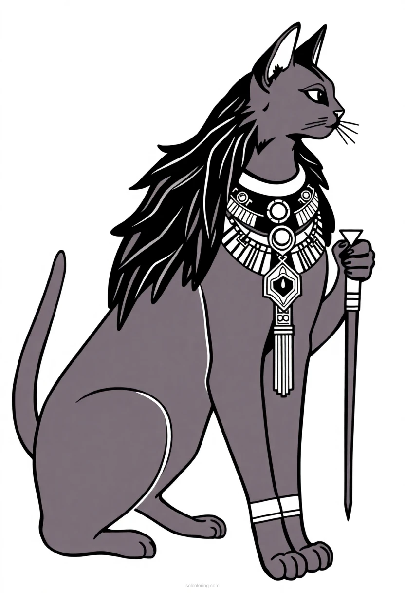 Bastet Cat Goddess coloring page for kids