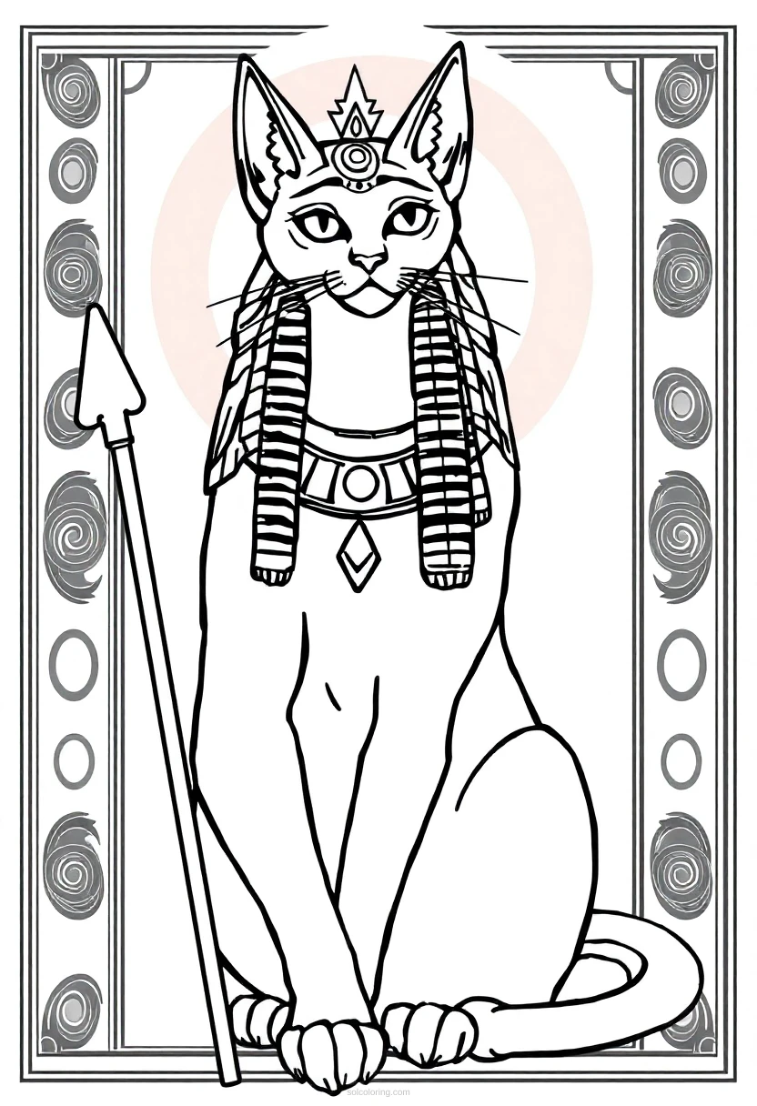 Bastet Cat Goddess coloring page for kids