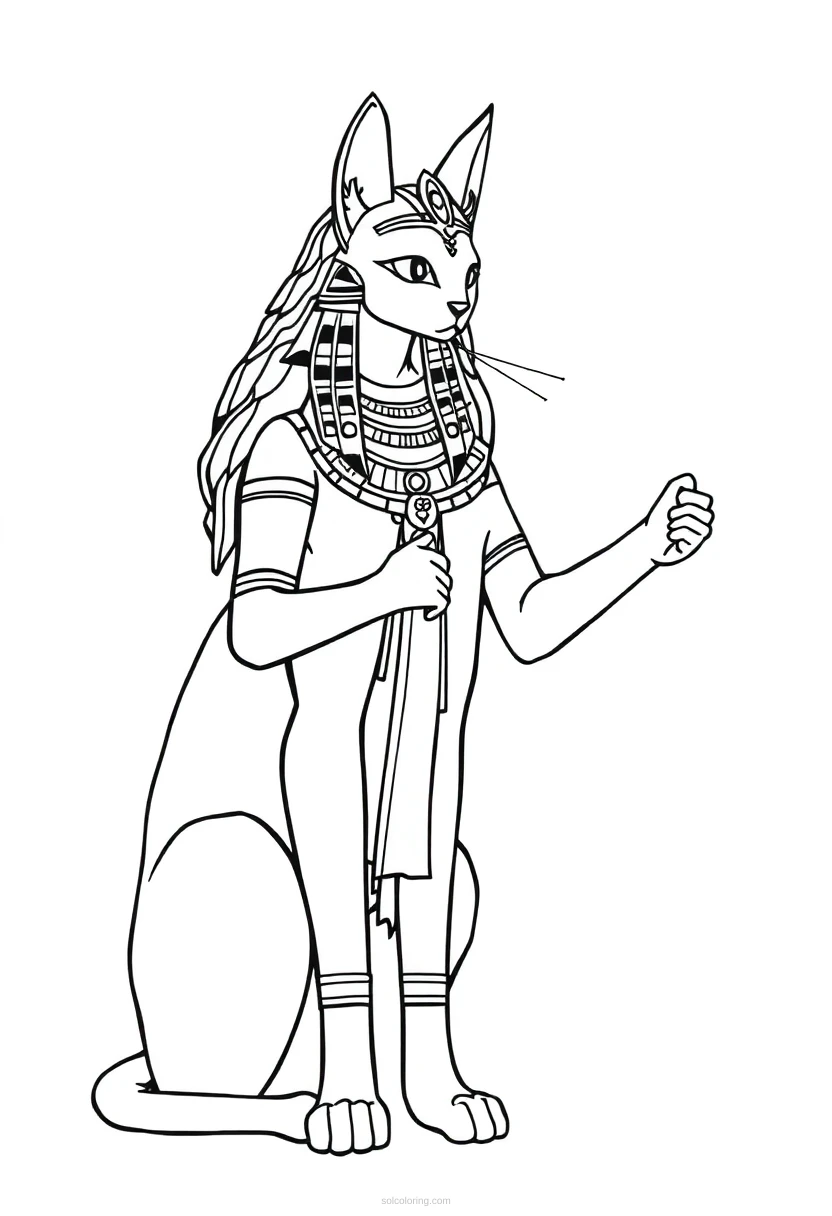 Bastet Cat Goddess coloring page for kids