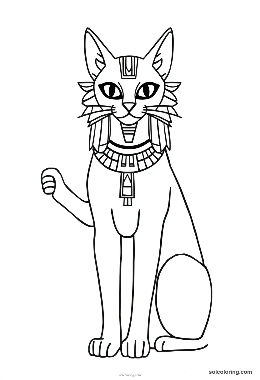 Bastet the Cat Goddess simple coloring page for kids