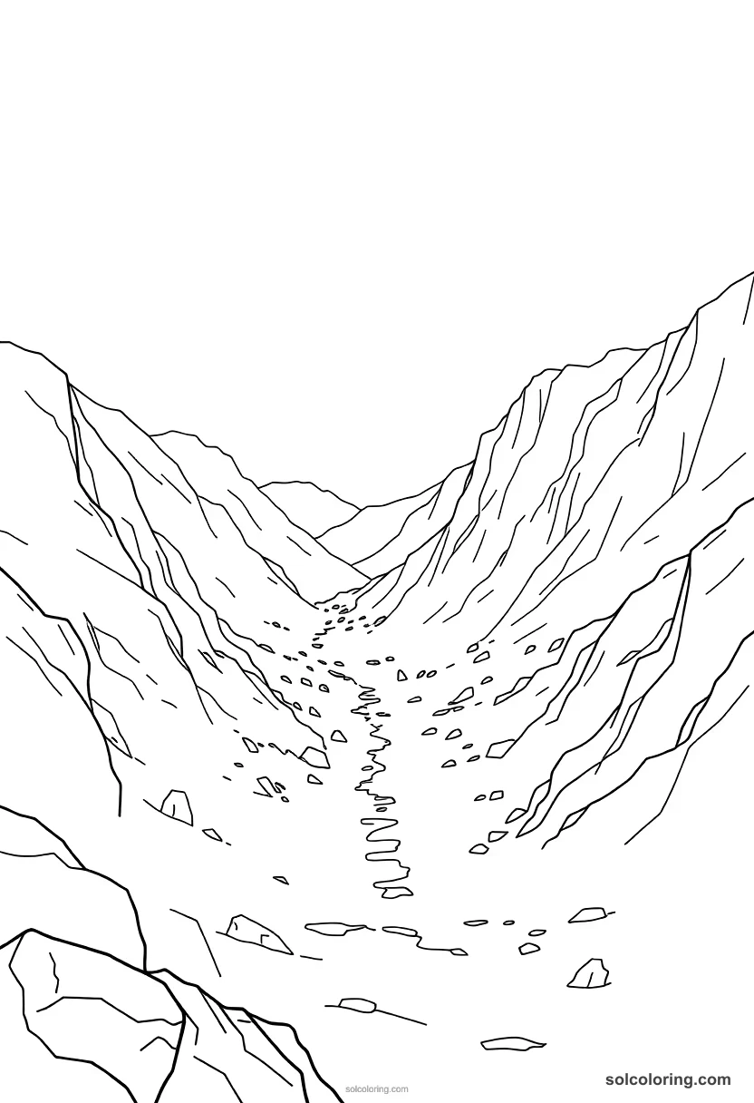 Simple Battle of Thermopylae Mountain Pass simple coloring page for kids