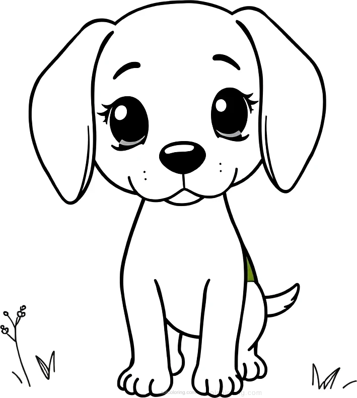 Beagle Sniffing Trail coloring page for kids