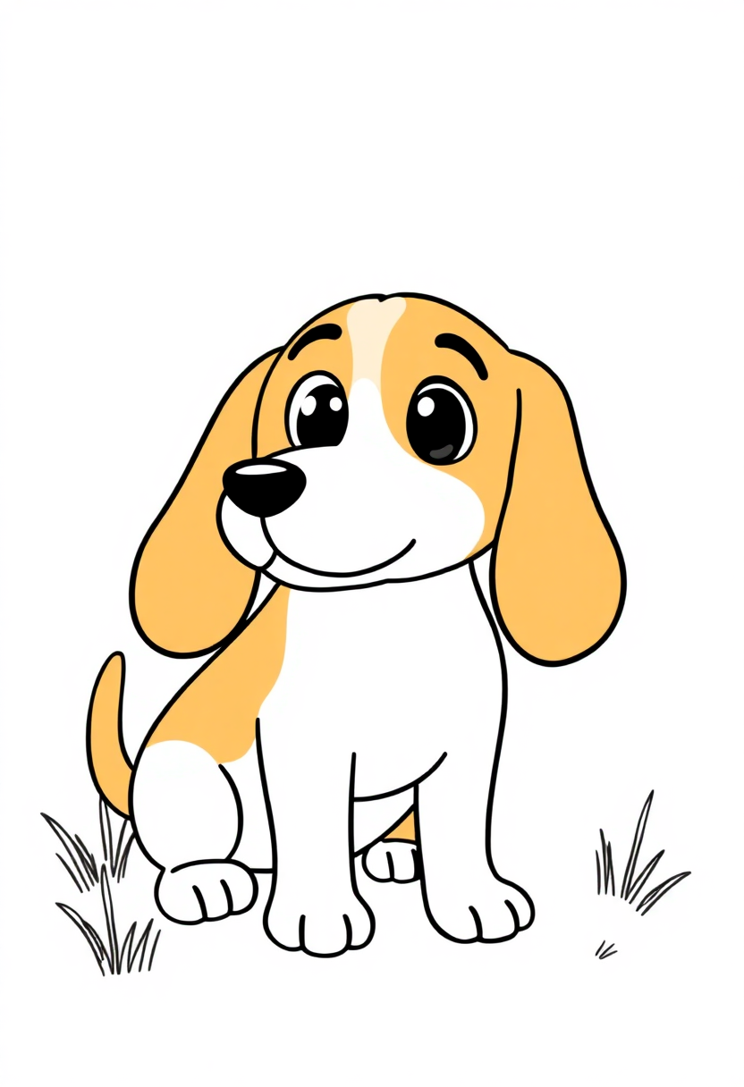 Beagle Sniffing Trail coloring page, free printable