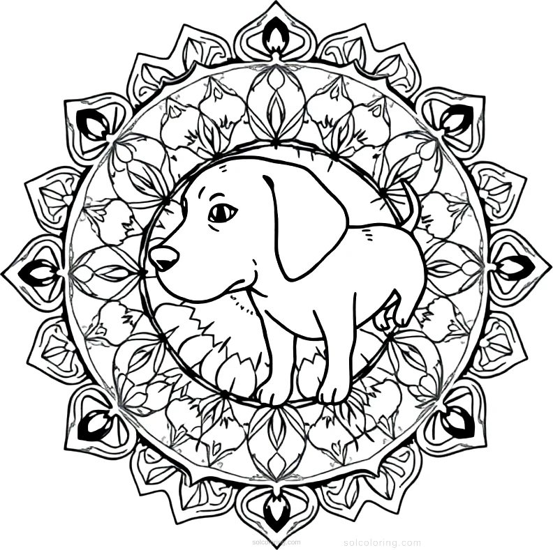 Beagle Sniffing Trail coloring page for kids