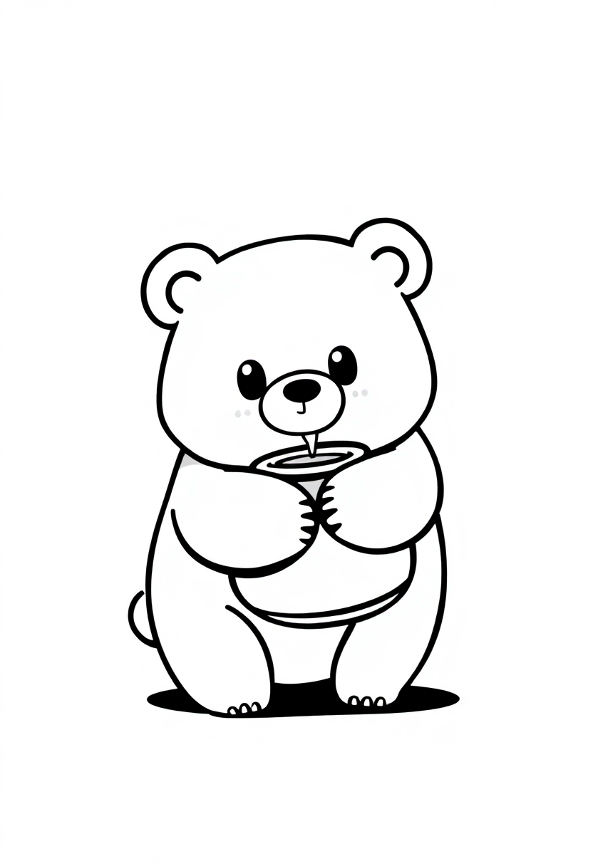 Bear Hugging Honey Pot coloring page, free printable