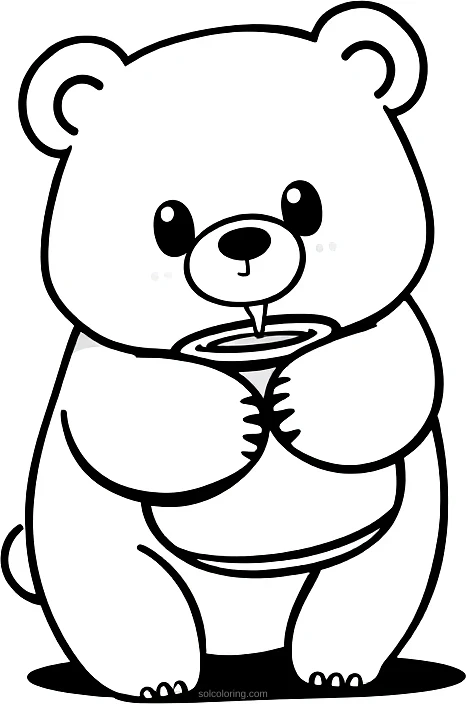 Bear Hugging Honey Pot coloring page for kids