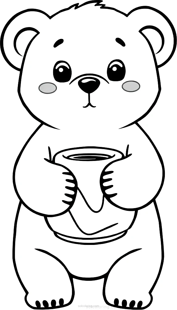 Bear Hugging Honey Pot coloring page for kids