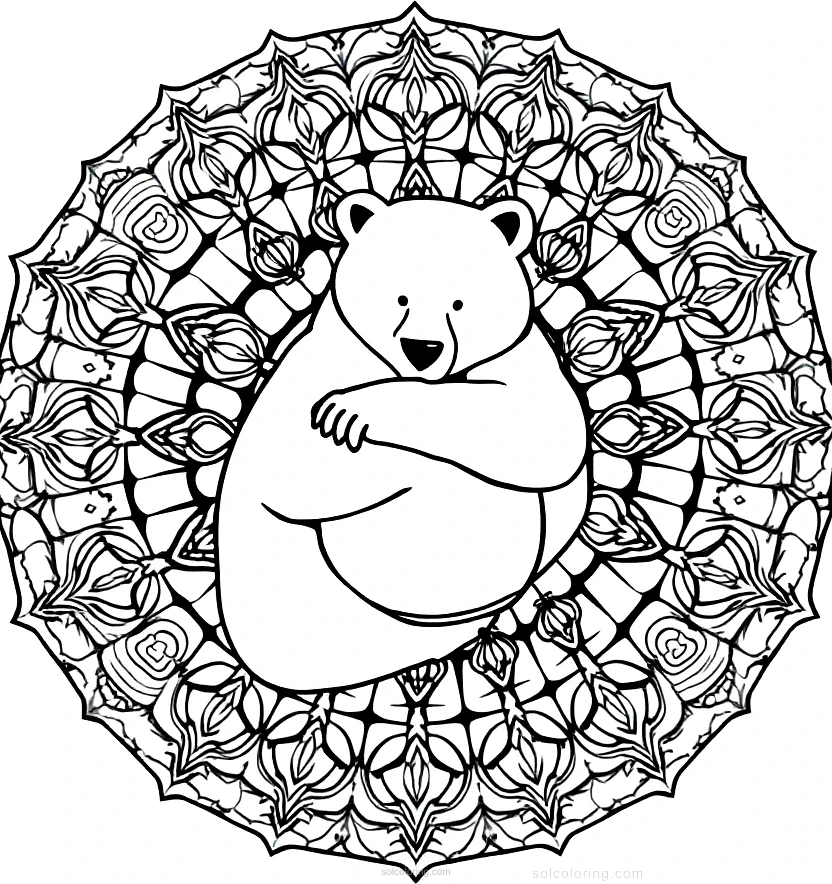 Bear Hugging Honey Pot coloring page for kids