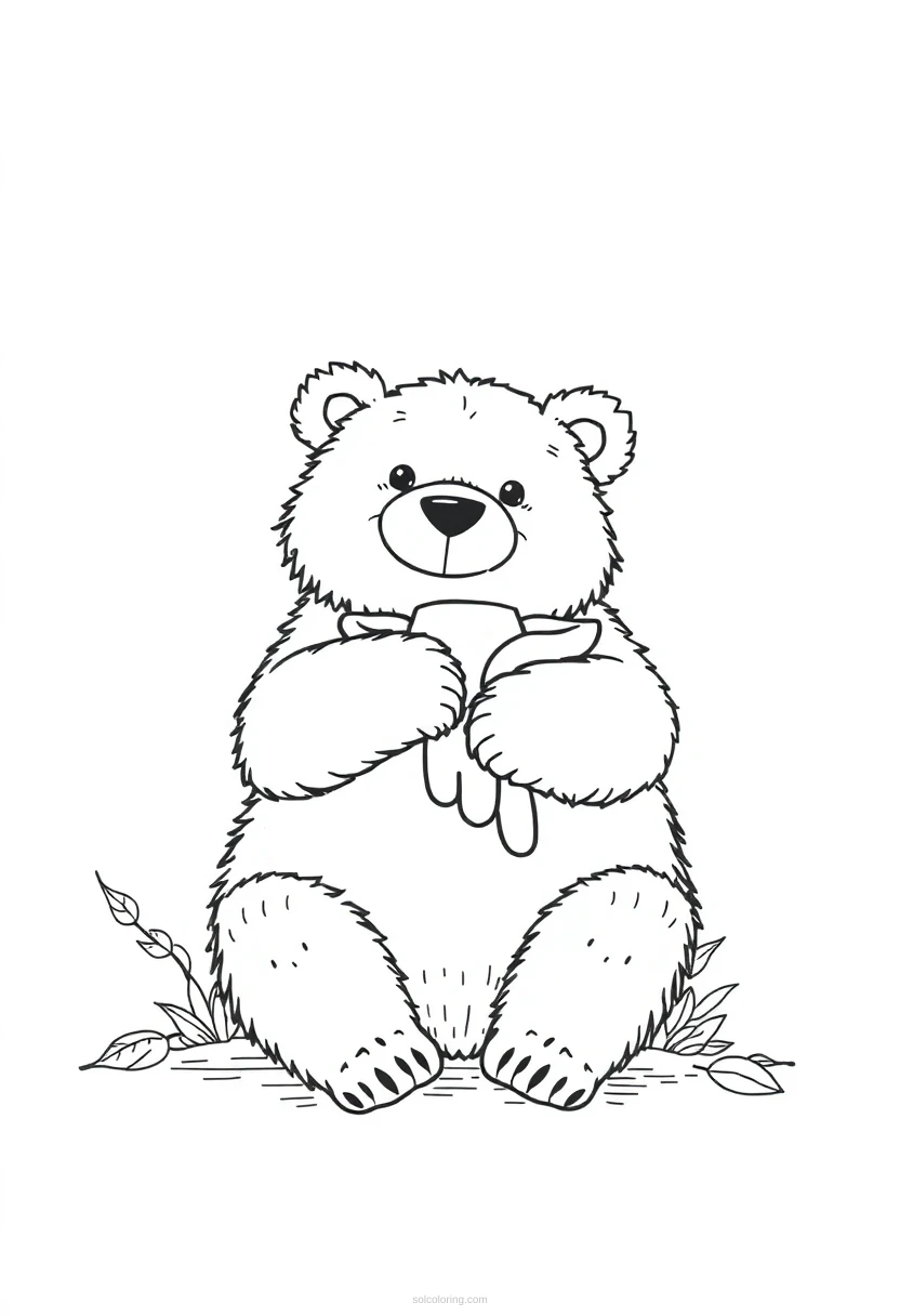 Bear Hugging Honey Pot coloring page for kids