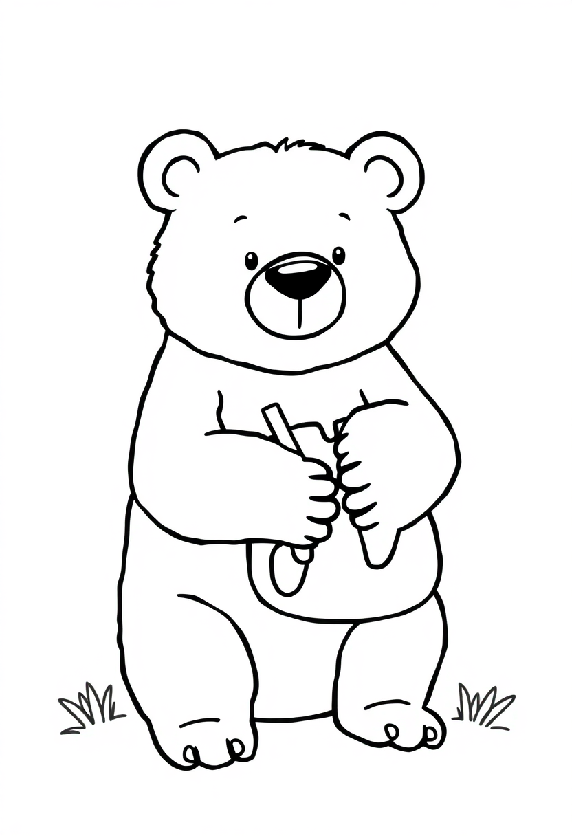 Bear Hugging Honey Pot coloring page, free printable