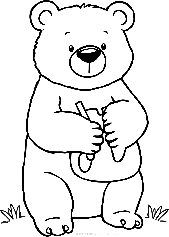 Bear Hugging Honey Pot coloring page for kids
