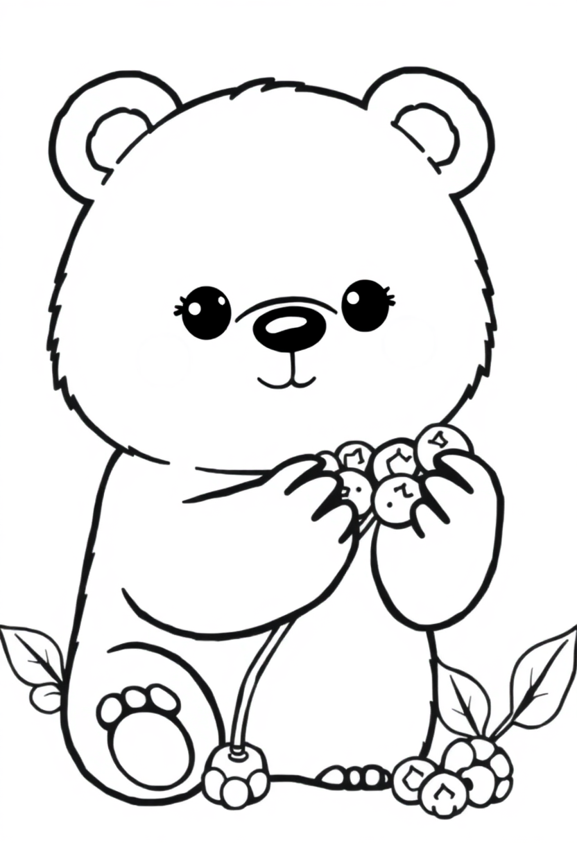 Bear Picking Berries coloring page, free printable