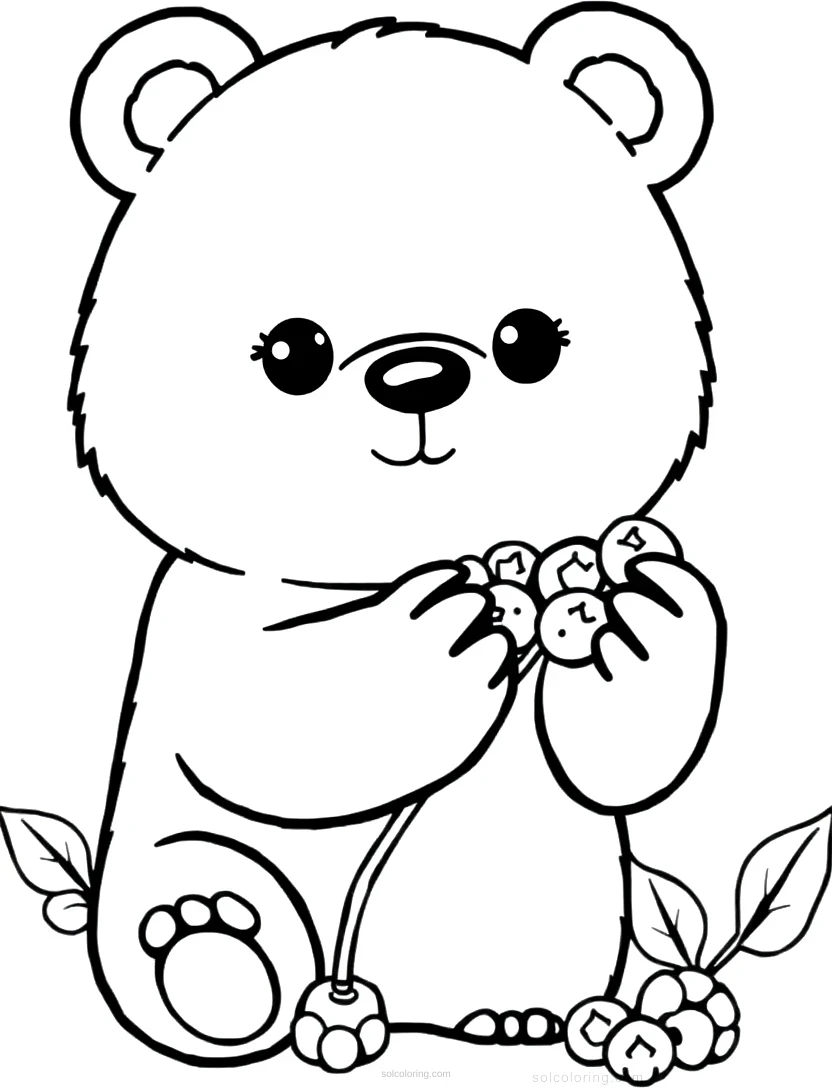 Bear Picking Berries coloring page for kids