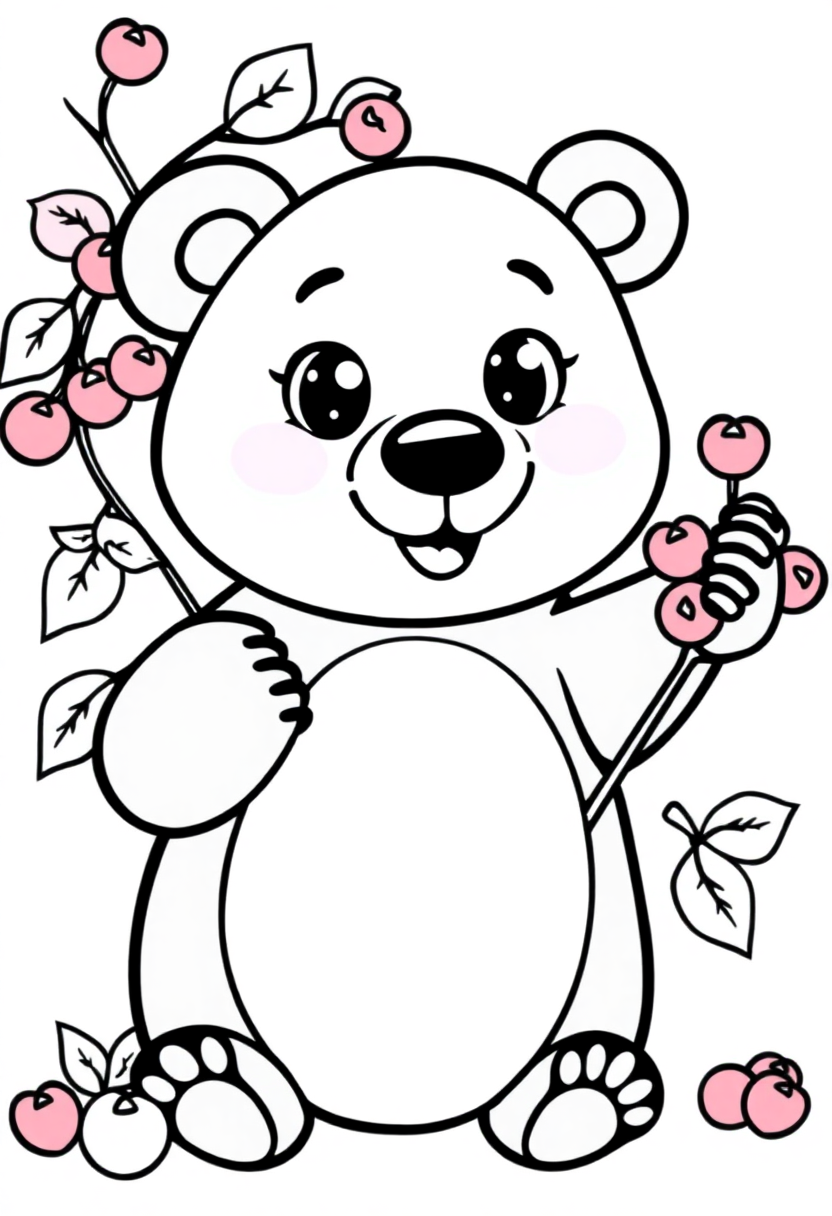 Bear Picking Berries coloring page, free printable