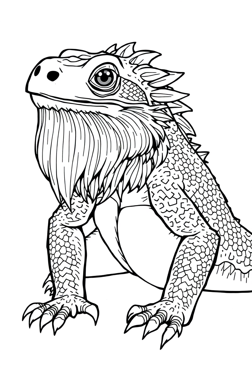 Bearded Dragon coloring page, free printable