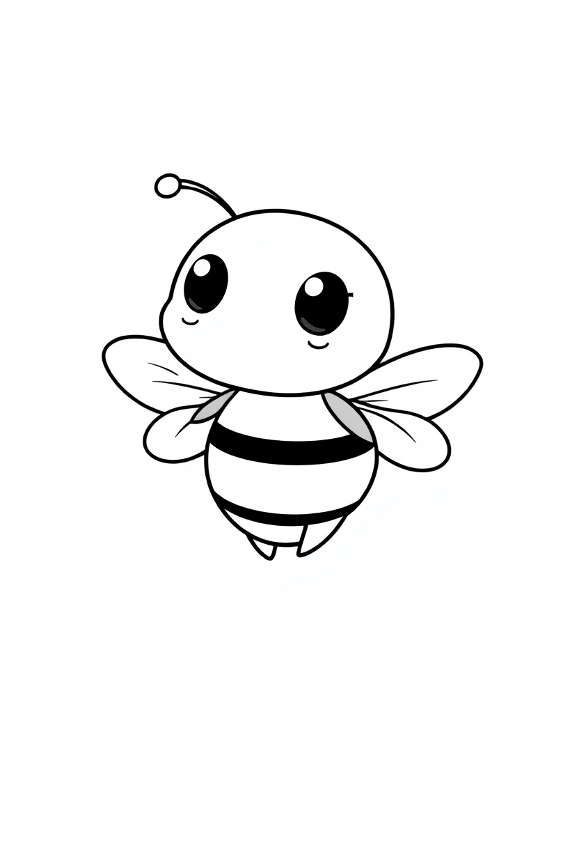 Bee coloring page, free printable
