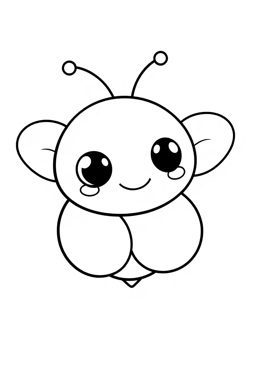 Bee coloring page, free printable standard style for kids and adults