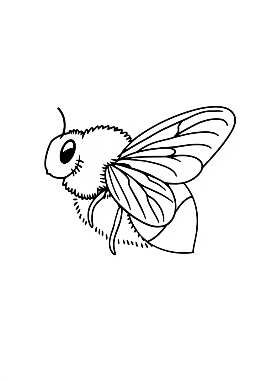 Bee coloring page, free printable