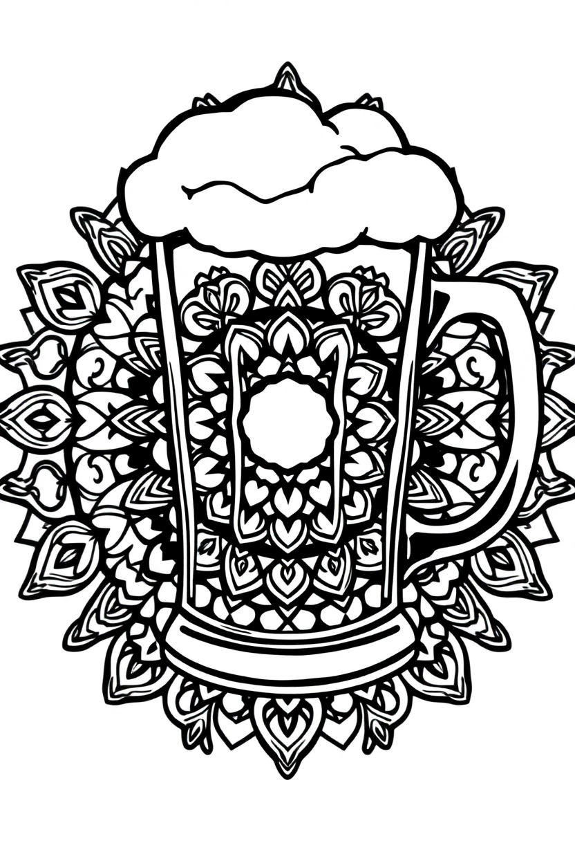 Beer Mug with Foam coloring page, free printable