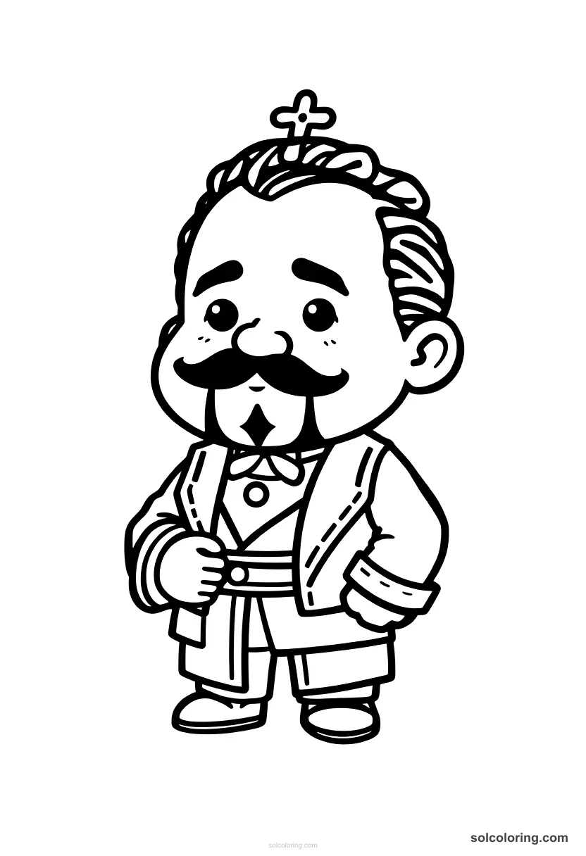 Chibi Benito Juarez of Mexico chibi coloring page for kids