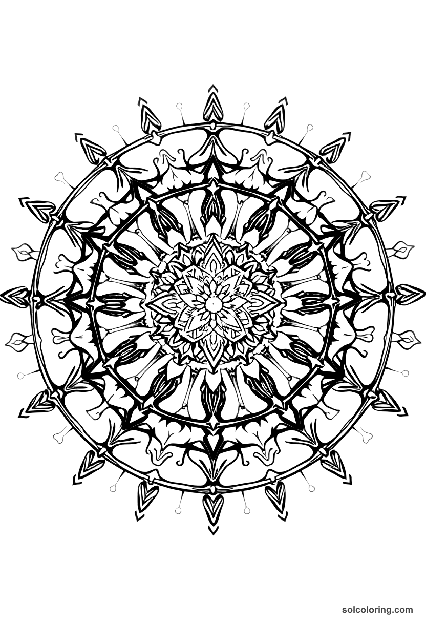 Mandala Benito Juarez of Mexico coloring page, free printable mandala style