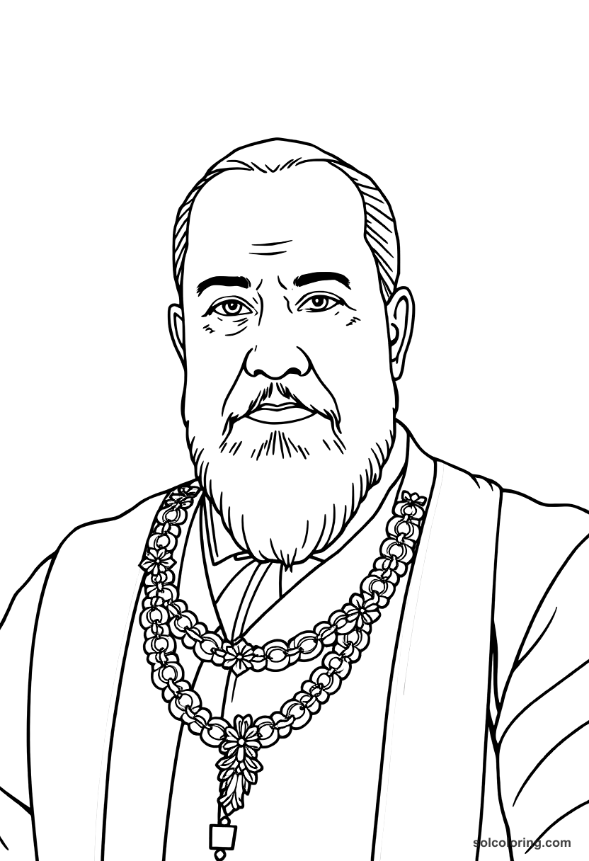 Simple Benito Juarez of Mexico coloring page, free printable simple style
