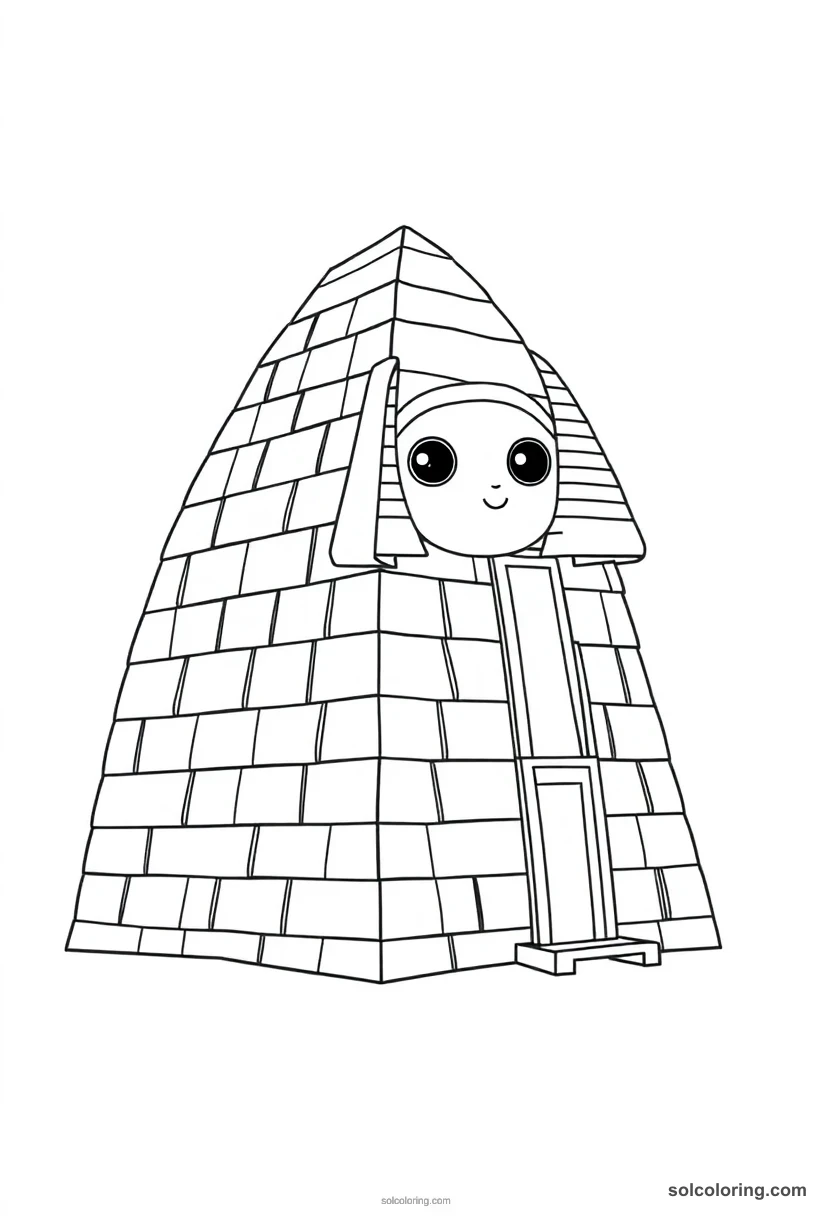 Chibi Bent Pyramid of Sneferu chibi coloring page for kids