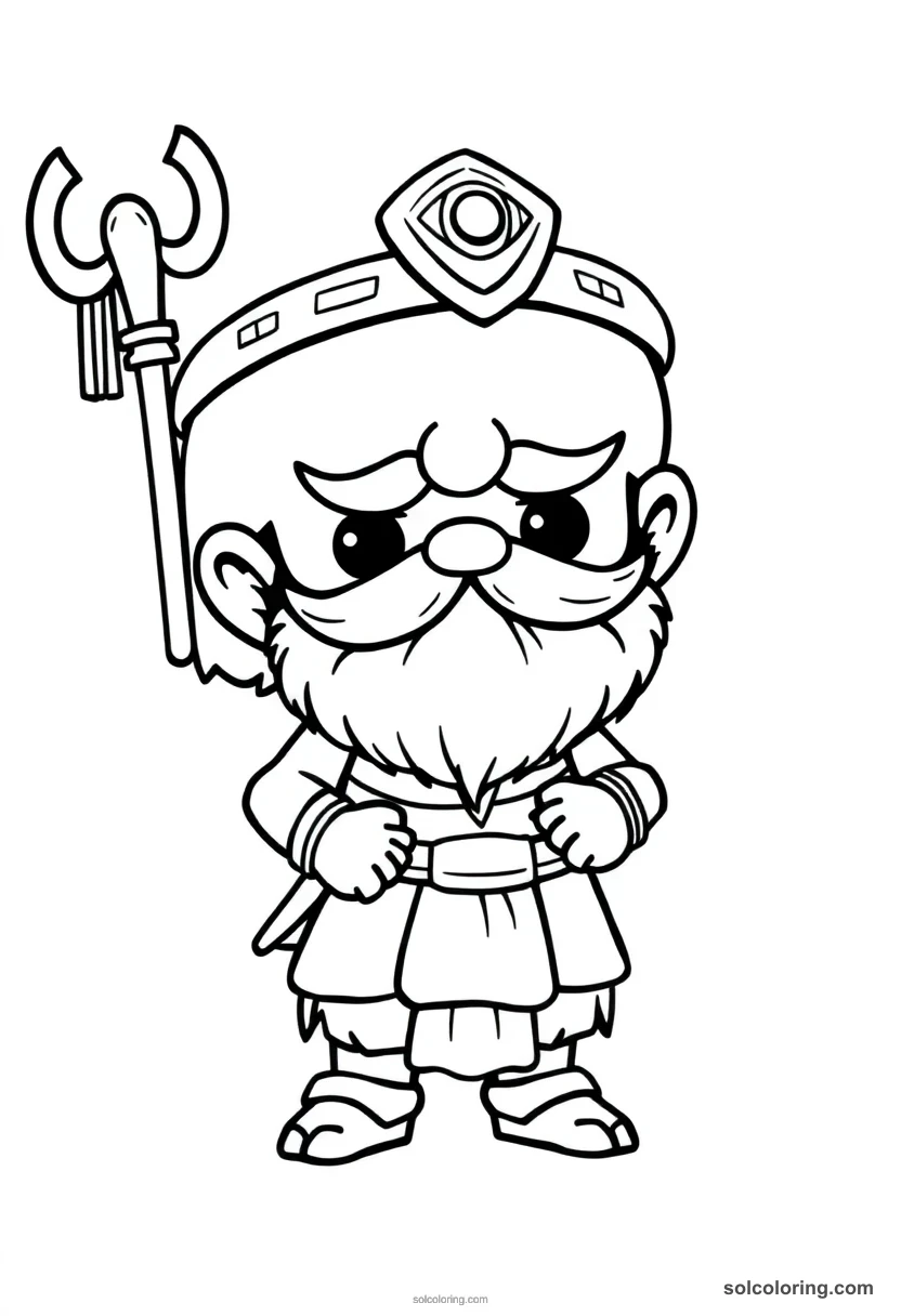 Chibi Bes the Dwarf Household Protector chibi coloring page for kids