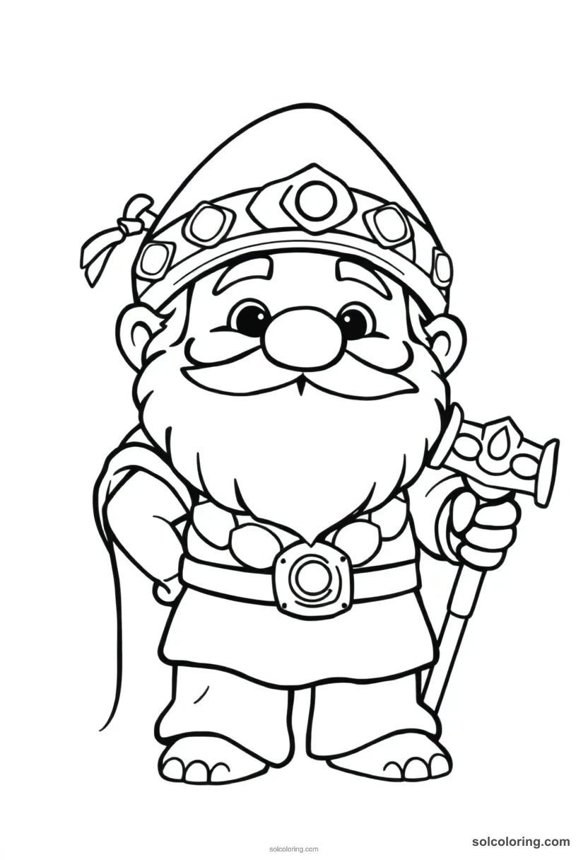 Cute Cartoon Bes the Dwarf Household Protector cute cartoon coloring page for kids