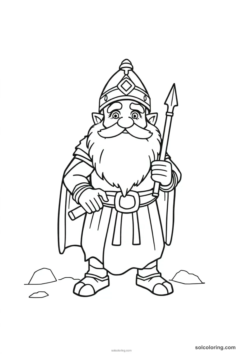 Simple Bes the Dwarf Household Protector simple coloring page for kids