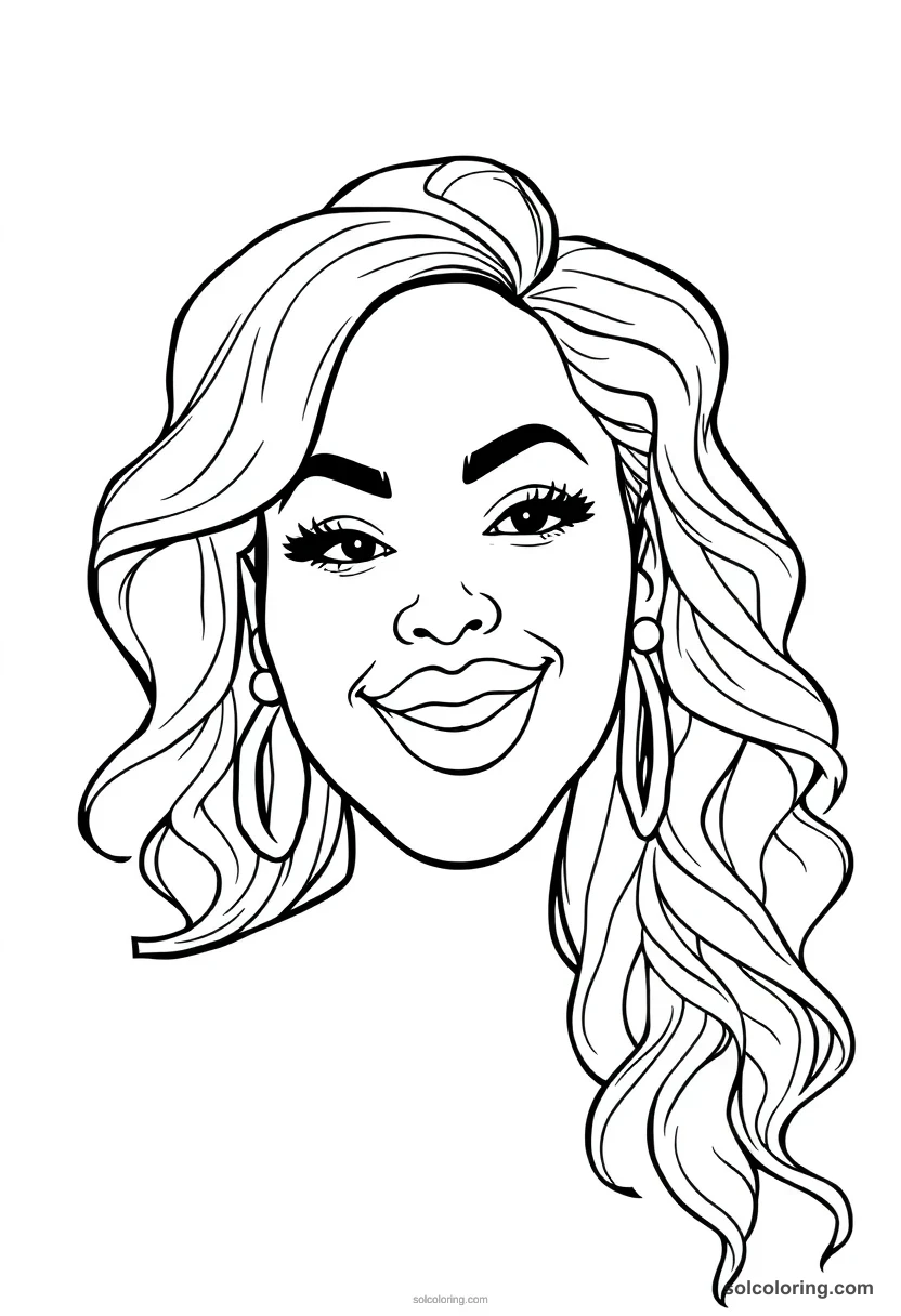 Caricature Beyoncé caricature coloring page for kids