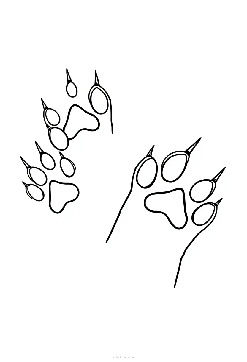 Big Cat Paw Prints coloring page for kids