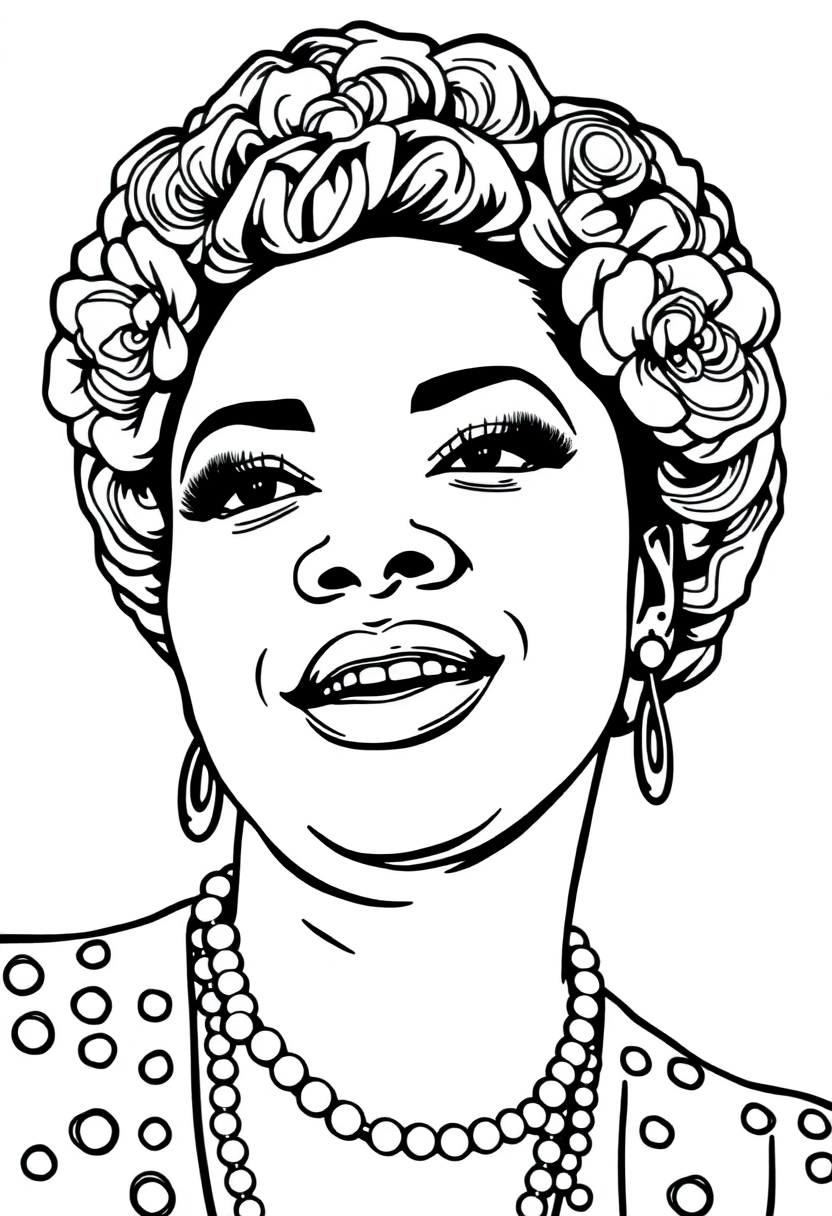 Billie Holiday Portrait coloring page, free printable